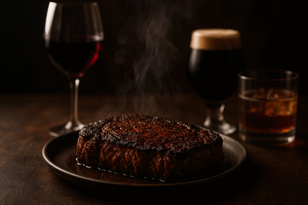Sizzling steak and pairings simple